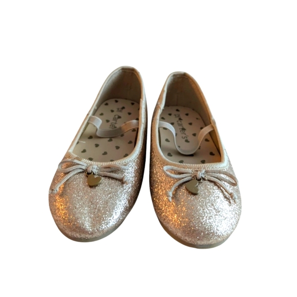 NWOT Carter's Girls Shoes Sparkly Gold Ballet Flats Size 12 - Picture 3 of 8